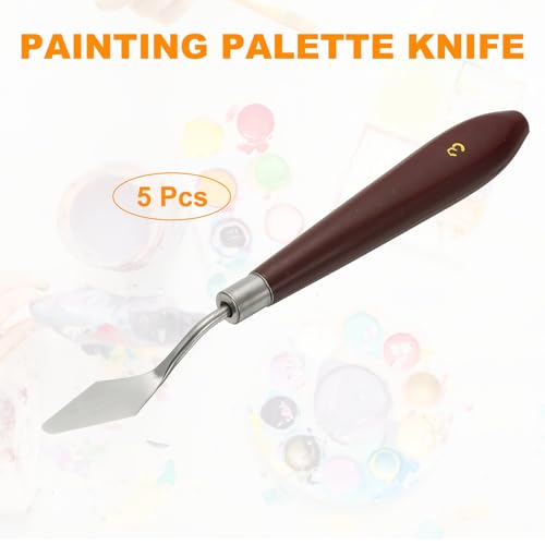 HARFINGTON 5pcs Palette Knife Painting Tool 1.46" x 0.63" Stainless Steel Art Spatula Pallet Knives Scrapers Tools with Plastic Handle for Acrylic Oil Canvas Mixing Spreading, Red/Silver - size: 1.46" x 0.63"