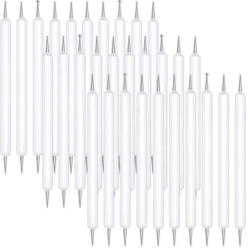 Ashmacdo 20 Pcs Dotting Tools for Painting,Ball Embossing Stylus for Transfer Paper,Tracing Tools for Drawing, Embossing Tools for Paper, Art Dotting Tools for Nail Art (White) - color: White