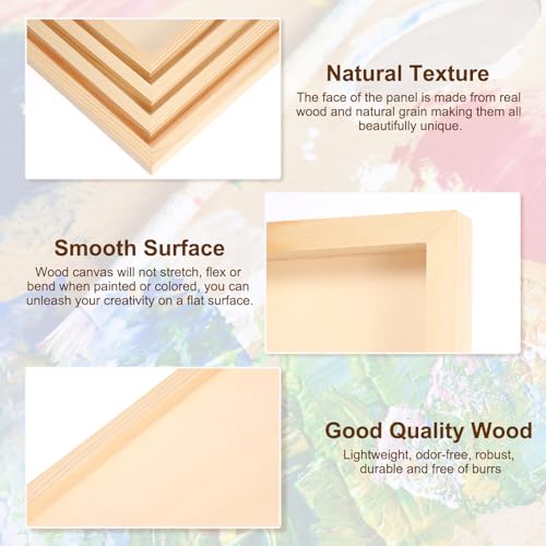 PATIKIL 6 x 6 Inch Wood Panel Board, 6 Pack Unfinished Wooden Canvas Boards Square Blank Deep Cradle Board for Painting Pouring DIY Art Use with Oils Acrylics - size: 6 x 6 Inch