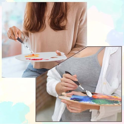 2Pcs Oval Palette Knife Pallet Knife Width Palette Knives Stainless Steel No.20 No.19 Art Paint Spatula with Wood Handle Metal Palette Knife for Oil Acrylic Canvas Mixing Spreading Pastry Decorating