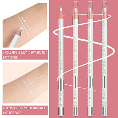 Tattoo Makeup And Microblading Supplies Kit-Permanent Eye Brow Liners For Marking In 5 Colors Waterproof Eyebrow Pencils Peel (white) - color: white