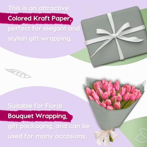 SMART&CASUAL 15" x 450" (37.5') Kraft Paper Roll for Art Craft Supplies Gift Wrapping Moving Packing Painting Drawing Paint Easel Poster Chart Paper (Light Grey, 15" W x 450" L (37.5')) - color: Light Grey, size: 15"W x 450"L ( 37.5' )