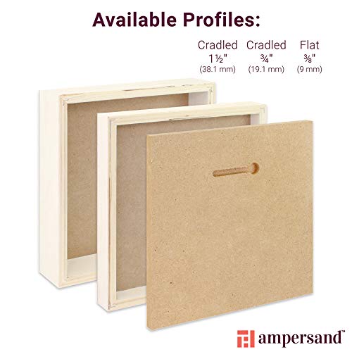 Ampersand Art Supply Wood Gesso Art Painting Panel: Canvas Texture, 3/8" Flat Profile, 4"x4" - size: 4"x4", style: 3/8" Flat
