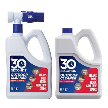 30 SECONDS Outdoor Cleaner 2 Pack with Hose End Sprayer - Cleans Stains from Algae, Mold and Mildew on Vinyl Siding, Deck, Patio, Brick and More - size: 64 Fl Oz (Pack of 2)