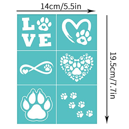 OLYCRAFT 2Pcs Self-Adhesive Silk Screen Printing Stencil Paw Print Silk Screen Stencil Heart Infinity Paw Print Reusable Mesh Stencils Transfer for DIY T-Shirt Fabric Painting - 5.5x7.7 Inch - color: Paw Print Theme