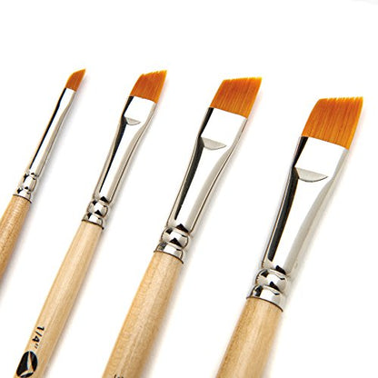 AIT Art Paint Brushes, Set of 8 Includes Angle Shaders, Filberts, and a Fan, Handmade in USA to Last Longer Without Shedding or Breaking, Allowing Painting with Brushes that Artists Trust to Perform
