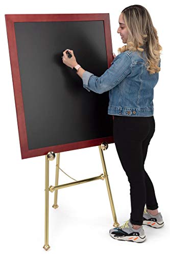 Floor Easel with Fixed Height Sign Supports, 58"h Tripod Stand for Displaying Artwork or Directional Signage - Brass Finish
