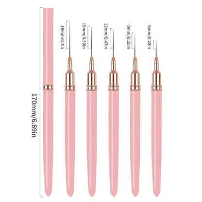 10Pcs Pink Nail Liner Brush & Dual-Ended Dotting Pen Set - Professional Ultra-Fine Liner Brush for French Tip, Intricate Patterns, Dot Art & Gel Polish Manicure, Salon & DIY Manicure Tool Kit - color: Liner Brush & Dotting Pen