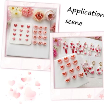 SUNNYCLUE 1 Box 12Pcs 12 Styles Heart Clay Earring Cutters Valentines Polymer Clay Cutters Plastic Love Heart Shapes Pressed Cutting Molds Tool Set for Jewelry Making Earrings Adults Supplies