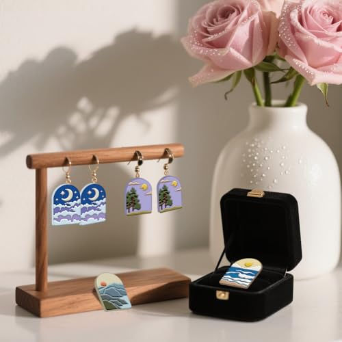 ORIGACH 12 Pcs Mountain Landscape Polymer Clay Cutters,Sun Moon and Scenery Design Clay Cutters for Polymer Clay Jewelry Earrings with a Clear Storage Box - style: Mountain Landscape