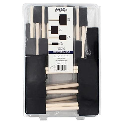 ArtSkills Bulk Foam Paint Brushes, Sponge Brushes for Painting, 4” 3” 2” & 1” Sponge Paint Brushes for Art, Varnish, Wood Stain, Assorted 48pk