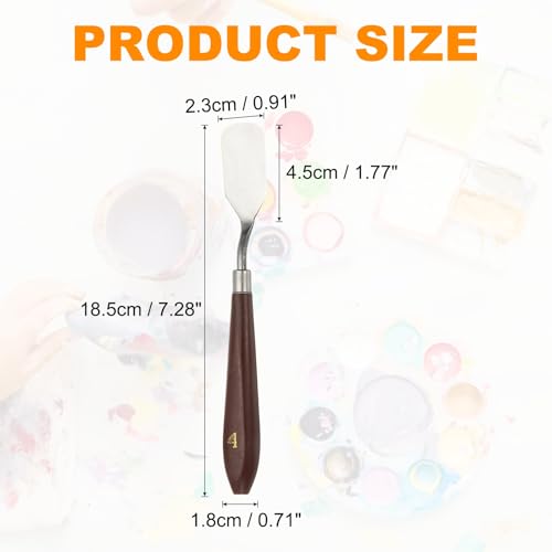 HARFINGTON 2pcs Palette Knife Painting Tool 0.91" x 1.77" Stainless Steel Art Spatula Pallet Knives Scrapers Tools with Plastic Handle for Acrylic Oil Canvas Mixing Spreading, Red/Silver