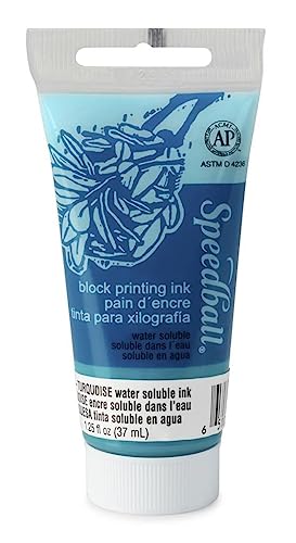 Speedball SPD-3409 Water Soluble Block Printing Ink, Turquoise, 1.3 oz - color: Turquoise, size: 1.3 fl oz