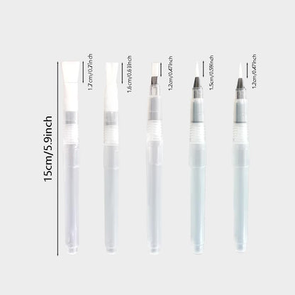 5Pcs/Set Watercolor Brush Pen - Portable Water Brush Pens Easy Refill, Refillable, Washable Nylon Paint Brush, Perfect for Hobbyists, Beginners & Artists, Drawing Painting Art Supplies