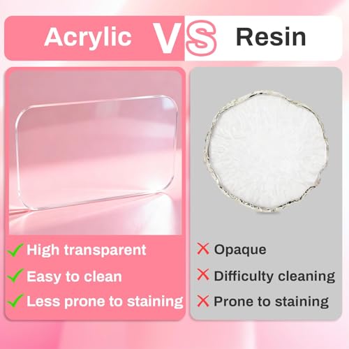 Acrylic Nail Art Palette 2p- Transparent Nail Gel Polish Paint Mixing Pallet Design Plate For Nail Art Foundation Makeup Mixing Tray Display Stand Manicure Tools Supplies Accessories3.15"×4.72" - size: 2PCS