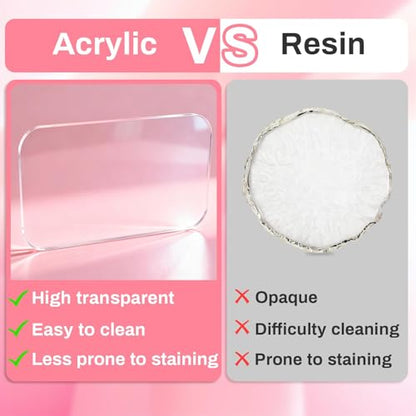 Acrylic Nail Art Palette 2p- Transparent Nail Gel Polish Paint Mixing Pallet Design Plate For Nail Art Foundation Makeup Mixing Tray Display Stand Manicure Tools Supplies Accessories3.15"×4.72" - size: 2PCS