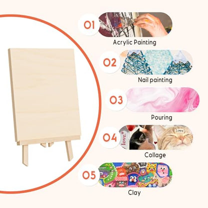 Unfinished Wood Canvas Panels for Painting, 8×10" Basswood Canvas- 1/2" Deep Cradle Board with Easel for Acrylic and Oil Painting, Pouring Art, Crafting - size: 8*10-1