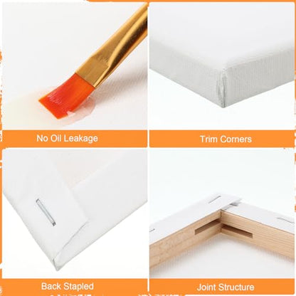 Ireer 24 Pcs Stretched Canvas Bulk, White Canvases for Painting, Cotton Blank Canvas Boards for Kids, Art Supplies Panels for Oil, Acrylic, Watercolor Paint(12 x 16 Inch)