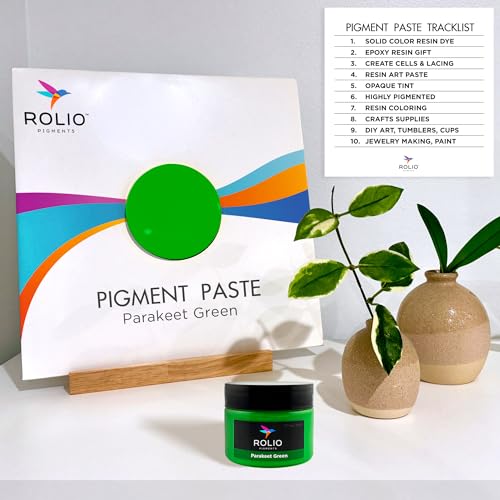 Rolio Green Pigment Paste for Epoxy Resin – Parakeet Green, 2oz Jar – Opaque Epoxy Colorant, Resin Dye Paste, High-Intensity Pigment Paste for Art, Jewelry, Crafts, Tumblers & DIY Projects - color: Parakeet Green
