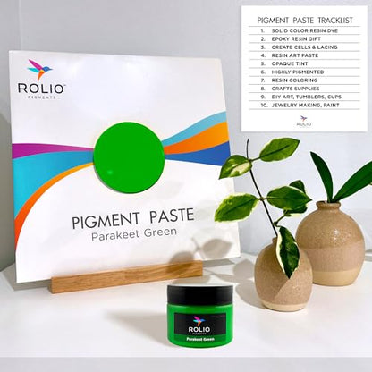 Rolio Green Pigment Paste for Epoxy Resin – Parakeet Green, 2oz Jar – Opaque Epoxy Colorant, Resin Dye Paste, High-Intensity Pigment Paste for Art, Jewelry, Crafts, Tumblers & DIY Projects - color: Parakeet Green