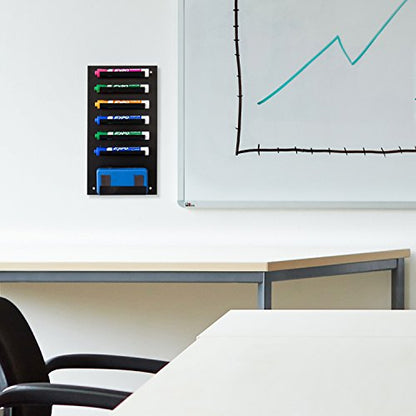MyGift Dry Erase Marker Holder, 7 Slots Whiteboard Marker Holder for Wall, Pen Pencil Organizer for Classroom Office or Home