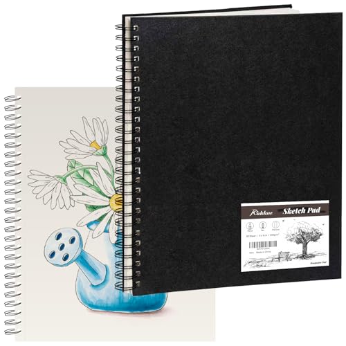 KAKKUE 11" x 14" 200 GSM Premium Mixed Media Sketchbook, 80 Sheets (160 Pages), Hardcover Spiral Bound Drawing Pad, Acid-Free Thick Artist Paper for Watercolor, Illustration & Professional Sketching - size: 11*14 inch(80 Sheets)