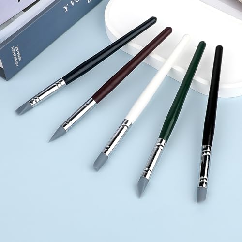 5 PCS Silicone Paint Brush, Professional Silicone Sculpting Tools Flexible Clay Carving Tools Rubber Color Shapers Brushes for DIY Handicraft Silicone Shaping Carving Pottery Artwork