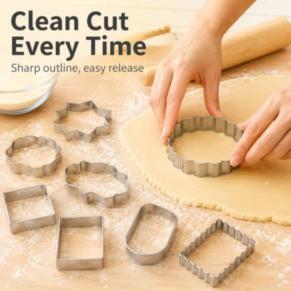 10 Piece Premium Stainless Steel Cookie Cutter Set, Rust Resistant Metal Baking Molds, Reusable Assorted Shapes for Cookies, Fondant, Brownies,DIY Baking Supplies