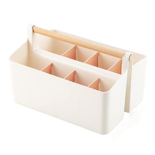 Art Caddy Organizer with Handle, Marker Organizer, Art Supply Storage Organizer with Adjustable Dividers, Portable Storage Bin for Craft Supplies Colored Pencils Makeups Tools Pen Holder for Desk - color: Pink Divider