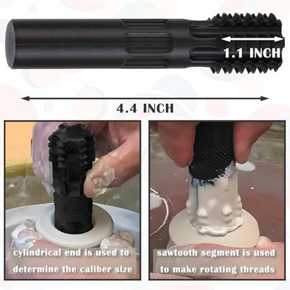 Pottery Clay Threading Making Kits, Clay Tap and Die Set for Jars and Lids Caps Thread (1 Inch Obsidian Black) - color: 1 Inch Obsidian Black