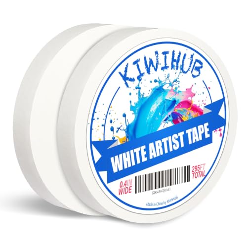 2 Pack Art Tape - Professional Artist Tape for Watercolor Paper, White Masking Artists Tape for Painting Canvas Framing - Acid Free 0.4inch Wide 295FT Long - size: 0.4inch