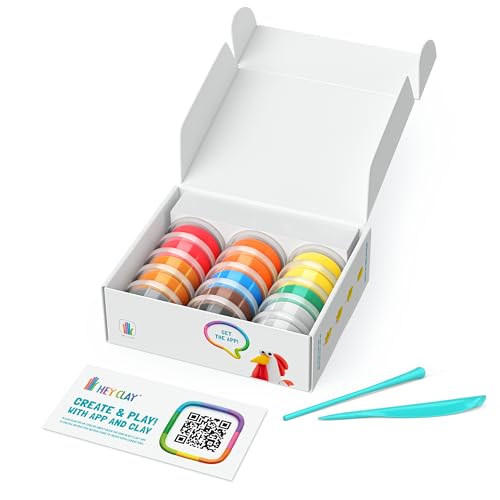 HEY CLAY Set - Colourful Modeling Air Dry Clay Kit for Kids 15 cans and Sculpting Tools with Fun Interactive Instructions App - Children 3+ (Farm Birds) - style: Farm Birds