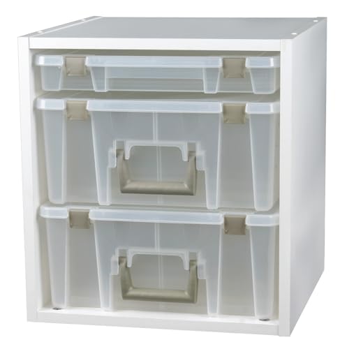 ArtBin 6855SC Super Satchel Cube - 15.5 x 16.75 x 15.625 in. Arts and Crafts Supply Storage with Pre-Drilled Holes, 6 Rail Set, Customizable, White