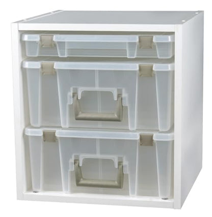 ArtBin 6855SC Super Satchel Cube - 15.5 x 16.75 x 15.625 in. Arts and Crafts Supply Storage with Pre-Drilled Holes, 6 Rail Set, Customizable, White