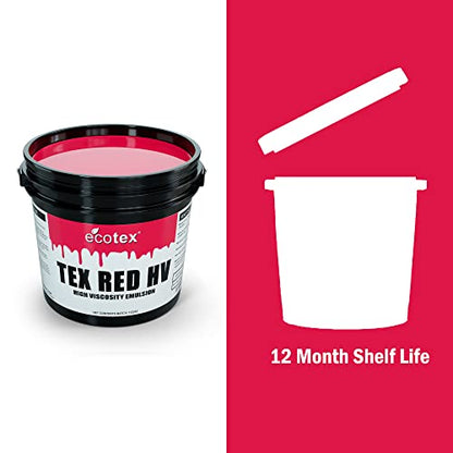 Ecotex® Tex Red HV Emulsion (Quart - 32oz.) - High Viscosity Pre-Sensitized Screen Printing Emulsion, for Plastisol and UV Inks, Silk Screens, Textiles, and Fabric - Screen Printing Supplies - size: 32 Fl Oz (Pack of 1)