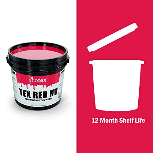Ecotex® Tex Red HV Emulsion (Gallon - 128oz.) - High Viscosity Pre-Sensitized Screen Printing Emulsion, for Plastisol and UV Inks, Silk Screens, Textiles, and Fabric - Screen Printing Supplies - size: Gallon - 128 oz.