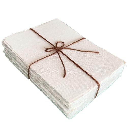 300 GSM Deckle Edge Cotton Paper - Soft, Textured Handmade Sheets for Invitations, Artwork, Stationery, and DIY Crafting (Pack of 25) (4 x 6 inch) - size: 4 x 6 inch