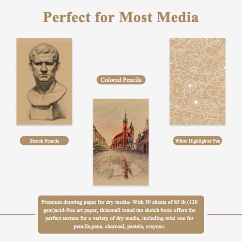 Fuxi Toned Tan Sketchbook, 2-Pack - 5.5" x 8.5" | 85lb/130gsm Toned Paper, 50 Sheets Per Pad. - color: Taned Tan