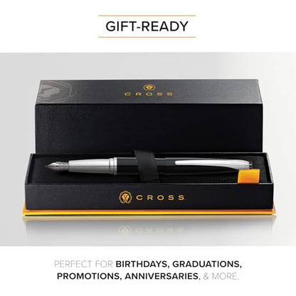 Cross ATX Basalt Black Fountain Pen - color: Basalt Black, style: Medium Nib