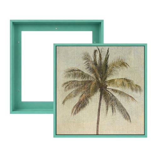 Floating Frame for 8x8 Canvas Paintings, 2 Pack Square Floater Frames with 0.9" Deep for Modern Abstract Wall Art Flower Floral Prints, Home Office Gallery Show Exhibition Decor (Light Green) - color: Light Green, size: 8x8"