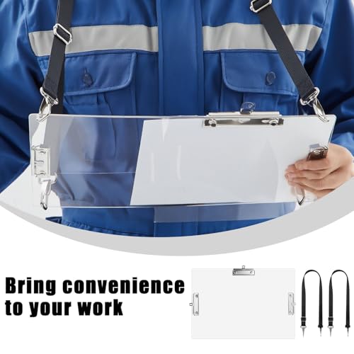 CroBlissful Clipboard with Shoulder Straps A4/Letter 11"×17" Acrylic Clipboard for Moving Working Clear Drawing Portable Board with Clip for Painting Urban Sketching Architects Engineers