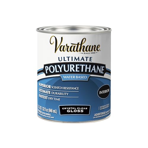 Varathane Water-Based Crystal-Clear Ultimate Polyurethane | Interior Wood Protection | Fast Dry Time | Easy Clean Up | Gloss | Quart - color: Gloss, size: 1 Quart (Pack of 1)