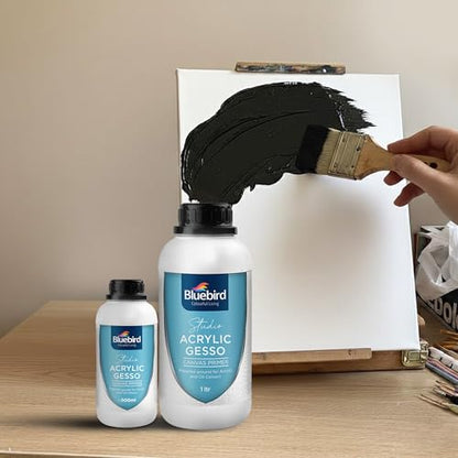 BLUEBIRD Studio Acrylic Gesso - Liquid Gesso Primer for Arylic Painting, Surface Prep Medium (Black, 16.9 Fl Oz) - color: Black, size: 16.9 Fl Oz (Pack of 1)