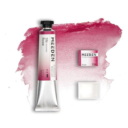 MEEDEN Professional Artist Watercolor Paint: Rose - 15ml/0.5oz Water Color Tube, Semi-Moist Pigment Half Pan and Empty Matching Half Pan for Artists Pros - color: Rose