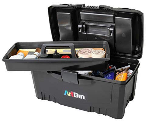 ArtBin 6918AB Twin Top 17 inch Supply Box, Portable Art & Craft Supply Organizer with Handle, [1] Plastic Storage Case, Black - color: Black