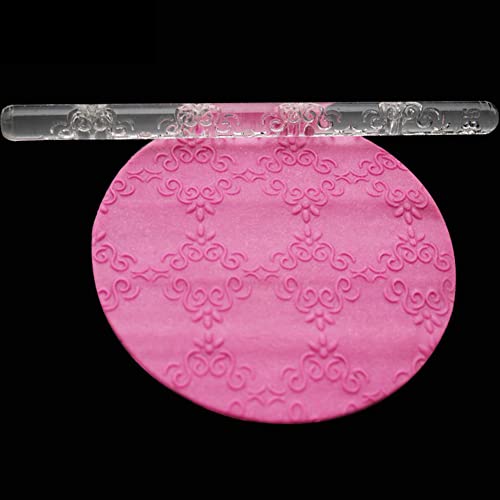 Rengue Acrylic Rolling Pin with 28 Patterns, Compliant Material Comfortable Grip, 6.3 by 0.4 Inch Lightweight for Dough and Pastry Number 4 - size: 51017 printing