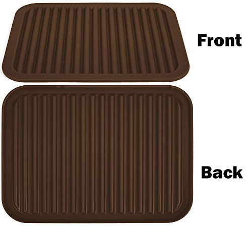 Silica gel Trivets Mat- Multi purpose Silicone Pot Holders, Spoon Rest and Kitchen Table Mat,Tableware Pad Coasters - Insulated, Flexible, Durable, Non Slip Hot Pads and Coasters(9" x 12")，Grey - color: Brown