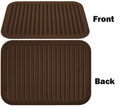 Silica gel Trivets Mat- Multi purpose Silicone Pot Holders, Spoon Rest and Kitchen Table Mat,Tableware Pad Coasters - Insulated, Flexible, Durable, Non Slip Hot Pads and Coasters(9" x 12")，Grey - color: Brown