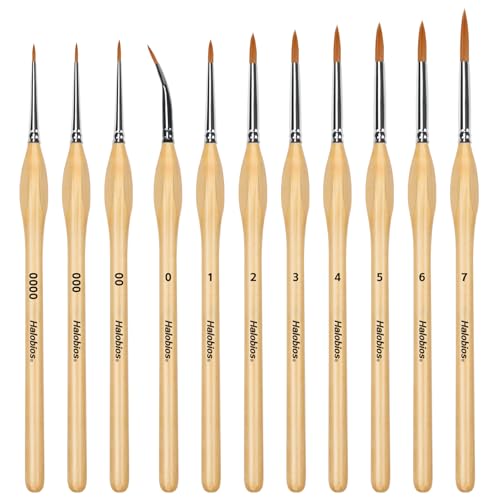 11 Pcs Fine Detail Paint Brush Set - Miniature Brushes with Ergonomic Wood Handles for Acrylic, Watercolor, Oil, Model Painting, Nail Art, Scale Models, Warhammer 40k, Face Painting - size: 11PCS Paint Brushes