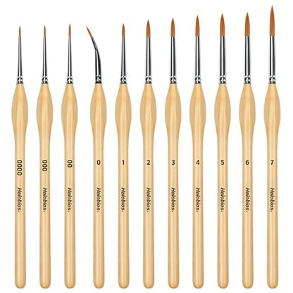 11 Pcs Fine Detail Paint Brush Set - Miniature Brushes with Ergonomic Wood Handles for Acrylic, Watercolor, Oil, Model Painting, Nail Art, Scale Models, Warhammer 40k, Face Painting - size: 11PCS Paint Brushes